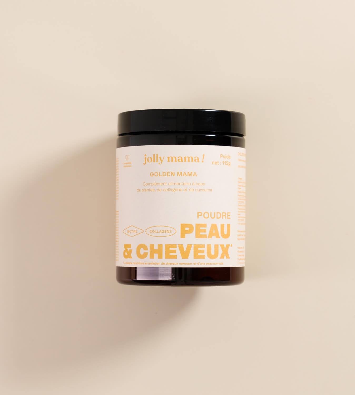 Poudre au collagène marin Golden Latte Pousse des cheveux et élasticité de la peau Vitamines C Production naturelle de collagène Curcuma Grossesse Allaitement Post-partum