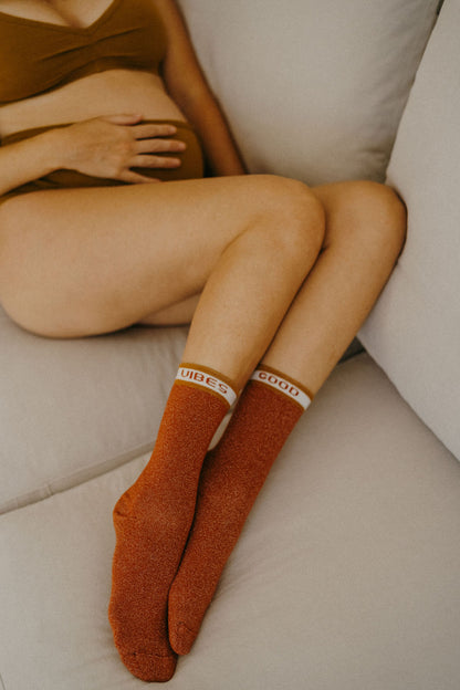 Chaussettes Josette Good Vibes Terracotta Maison Causettes